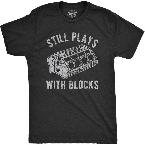 Still Plays with Blocks Car Mechanic Racing Garage Mens T Shirts