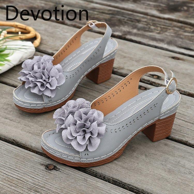 Women's High-heeled Shoes with Buckles, Beach Flip-flops Devotion