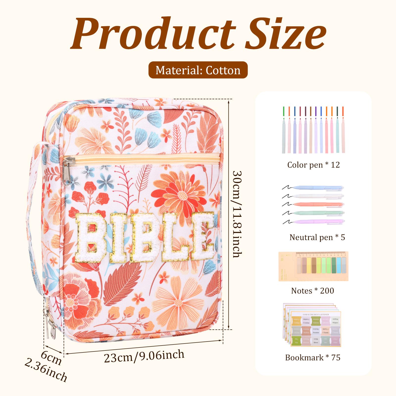 

Portable Book Cover Carrying Case Cotton Fabric Book Protective Case with Study Supplies Travel Bible Protective Storage Bag
