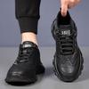 Youth Men's Shoes Autumn Casual Leather Shoes Men's Soft-soled Versatile Trendy Sports Shoes Soft Leather Korean Version Trendy Shoes Black