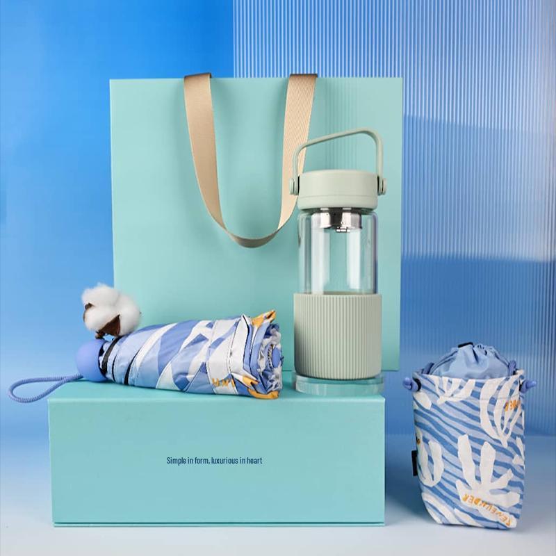 You Fu You Pai Ice Blue Double-Wall Glass Set