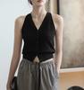 1116 New Hong Kong style vest, retro V-neck red suspender, shoulder-cut vest, women's waist cool knitted short top