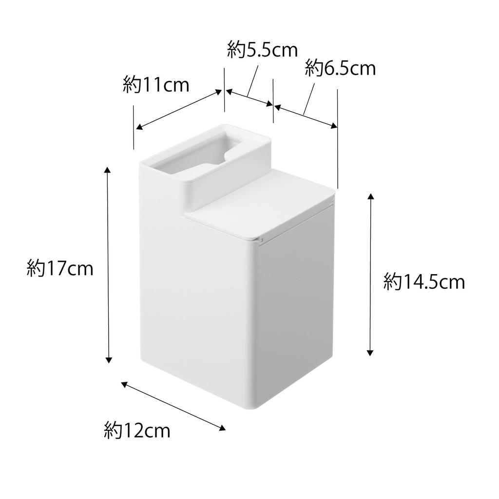 Yamazaki Jitsugyo Toilet Wiper Stand with Cleaner Sheet W11 X D12 X H17cm Tower Toilet Flooring Wiper Storage 6060 Storage, White, Approx.