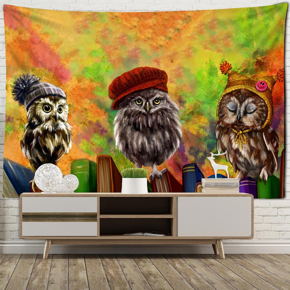 

Психоделический гобелен с совой, настенный хиппи Тапиз, колдовство, Вселенная, звездное искусство в стиле бохо, фон для общежития, ткань, домашний декор 150X130 CM