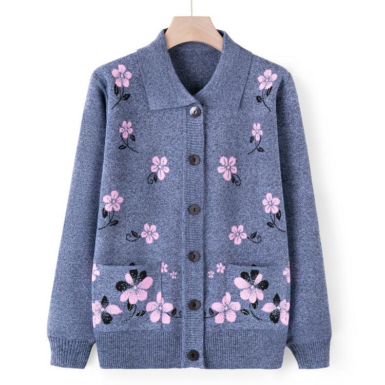 Pull-overs pour femmes d'âge moyen et âgées, vestes fines d'automne pour mères, pulls tricotés décontractés d'automne pour dames âgées et vêtements de grand-mère