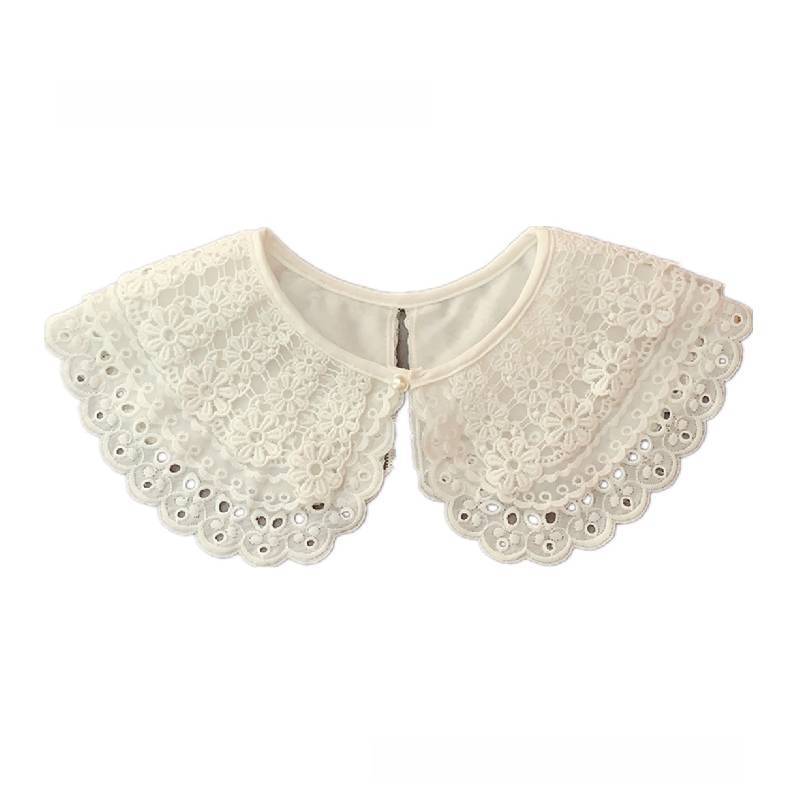 Polyester Lace Decorated Faux Collar With Embroidery For Casual Adult Clothing