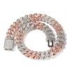THE BLING KING 16mm Mehrfarbig Luxuriöse Miami Cuban Link Halskette Krappenfassung Baguettecz Zirkonia Armband HipHop Schmuck