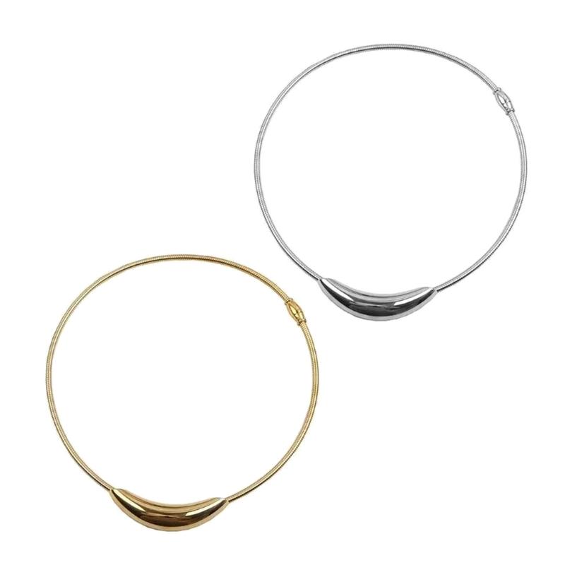 Collana Tubo Curvo in Metallo Unico Collane Girocollo Eleganti e Personalizzate Colletto Ergonomico per Festa Nightclub