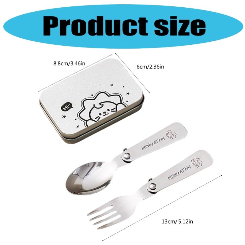 Faltbares Besteckset Leichtgewicht Löffel Gabel Outdoor Metall Geschirr mit Aufbewahrungsbox Küchen Wanderutensilien Einfache Verwendung