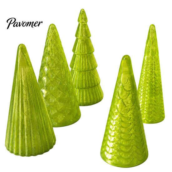 Desktop Holiday Ornaments 5Pcs Illuminated Christmas Tree With/No LED Lights, Nordic Style Luminous Modern Minimalist Home Tabletop Ornaments,