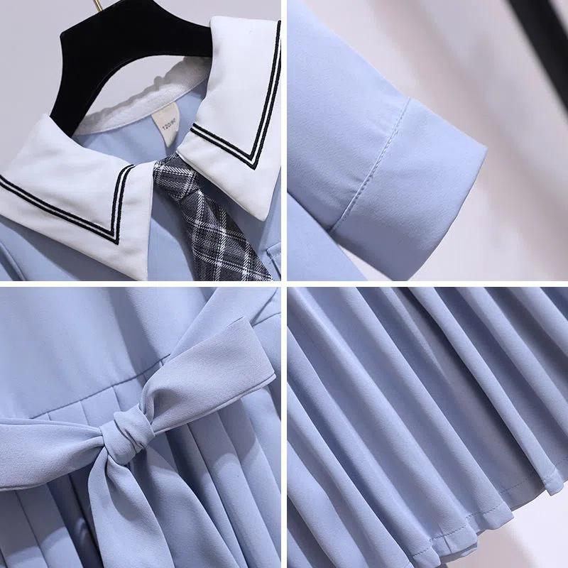 Girls' Navy Collar Princess Dress - College Style, Spring & Autumn Fashion