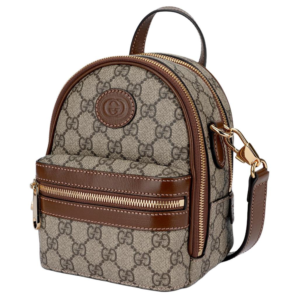 Gucci Vintage Logo Canvas And Leather Backpack Men backpack Beige Brown 725654-92TCG-8563