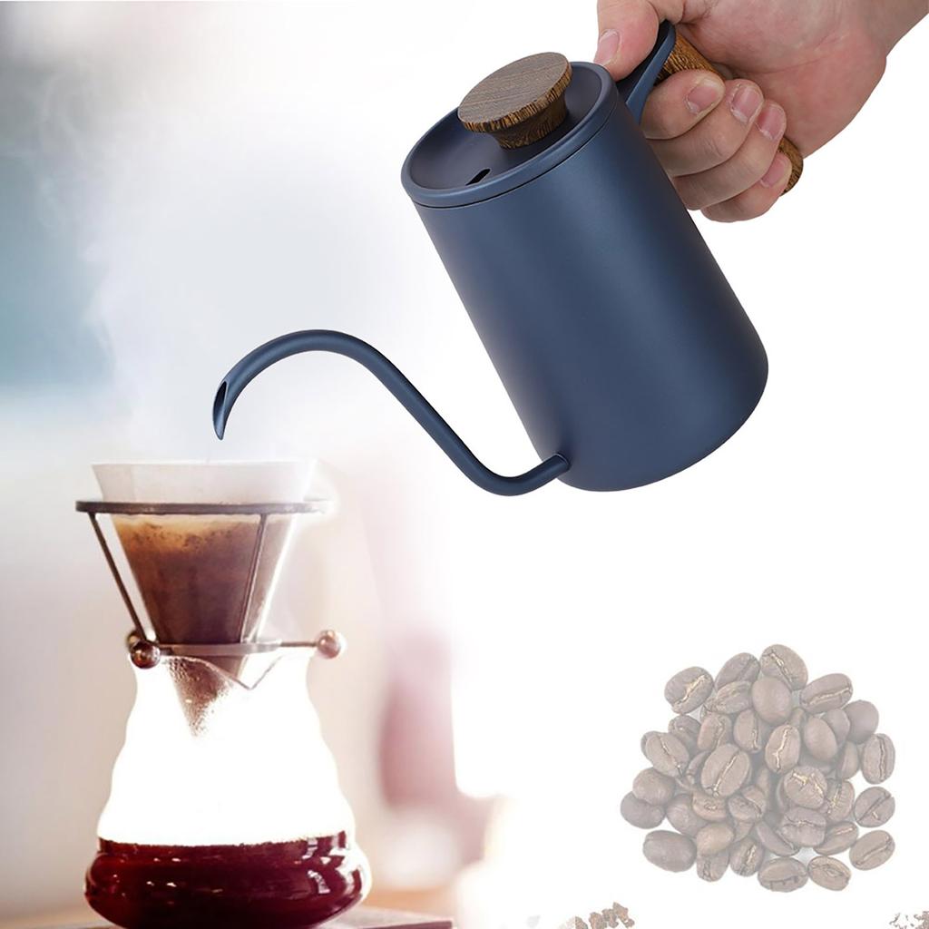 600 ml Mode Handtag i Rostfritt Stål Drip Kaffekanna Svanhals Pip Vattenkokare;Svart: