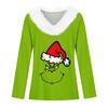 Women's T Shirt Tee Christmas Shirt Long Sleeve Party Christmas Fleece Collar V Neck Top
