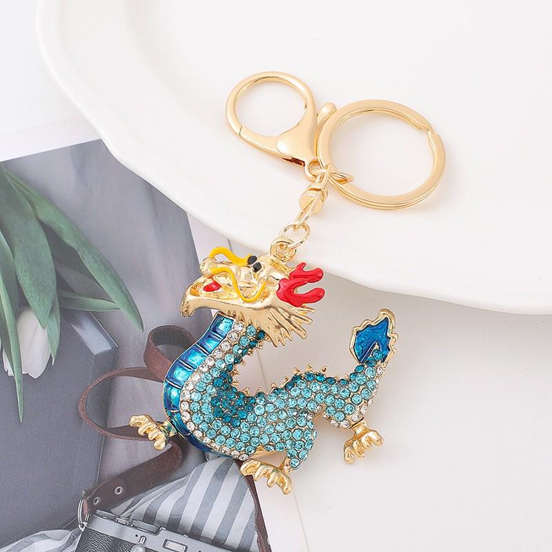 Colorful Rhinestone 3D Tiger Keychain and Metal Backpack Accessory