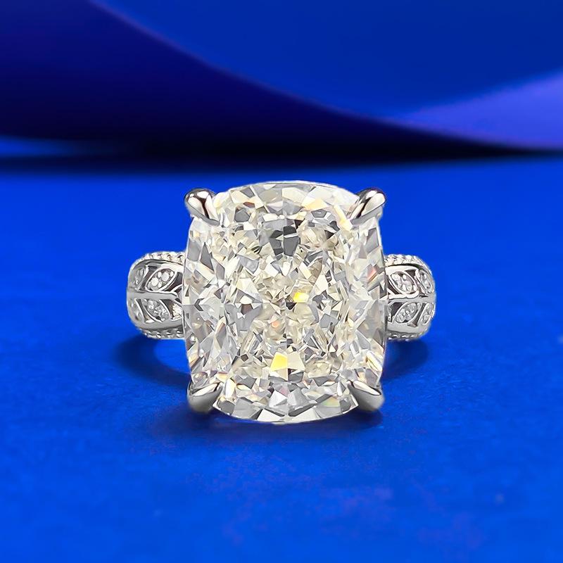 

Xian Can Jewelry 2026 Chubby Square Ring: 925 Silver, Ice Flower Cut, High Carbon Diamond, Luxurious Feel Size 6