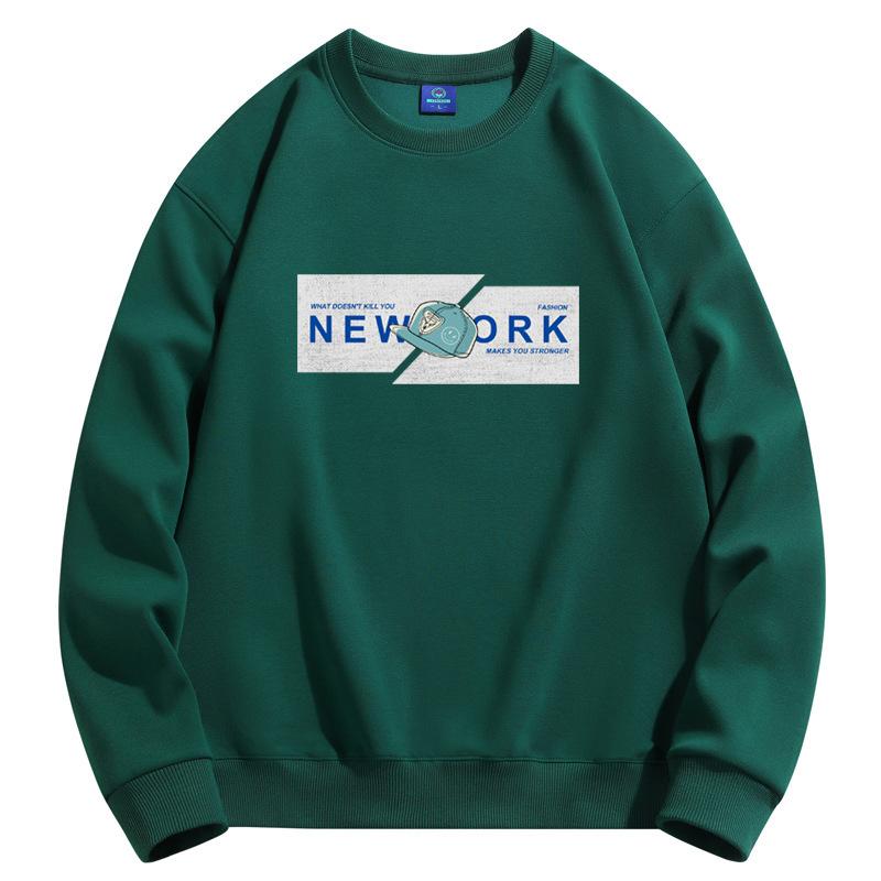 

Мужская модная толстовка с круглым вырезом и узором кепки, повседневная толстовка с длинным рукавом, большого размера 5XL темно-зеленого