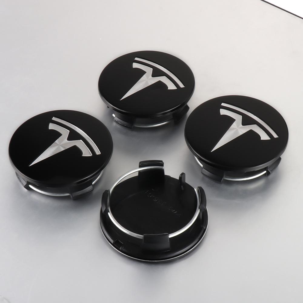 4pcs 56mm Black Silver Car Wheel Center Caps Rims Hub Cover Logo for Tesla Model 3 Y X S Hubcaps Auto Accessories