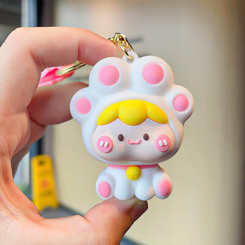 Adorable Cat Paw Keychain Soft Silicone Cute Bag Charm For Women And Kids