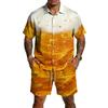 Conjunto Casual de Top Ligero Transpirable Estampado para Hombre y Shorts con Cordón