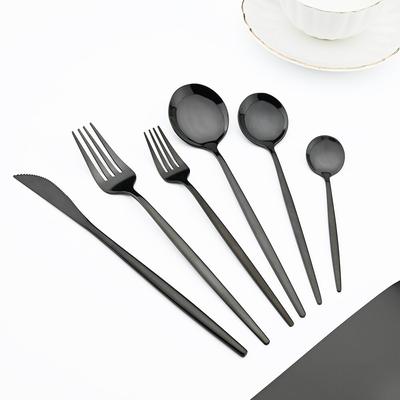 Mirror Black Dinnerware Set Dinner Knife Fork Spoon Tableware Cutlery Set Stainless Steel Silverware Flatware Kitchen Home Set