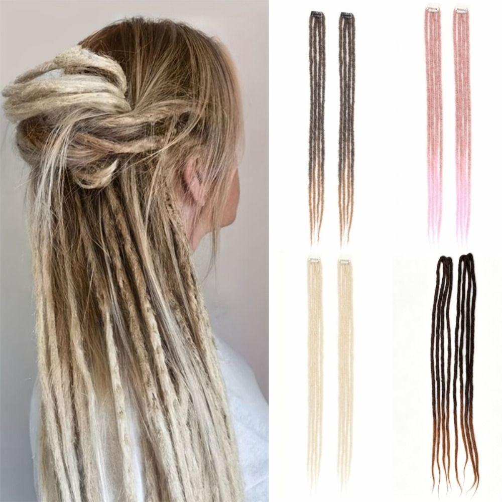 2Pcs Ombre Synthetic Hair with Hair Clip Hippie Dreads Hairpiece for Hip Hop and Music Festivals