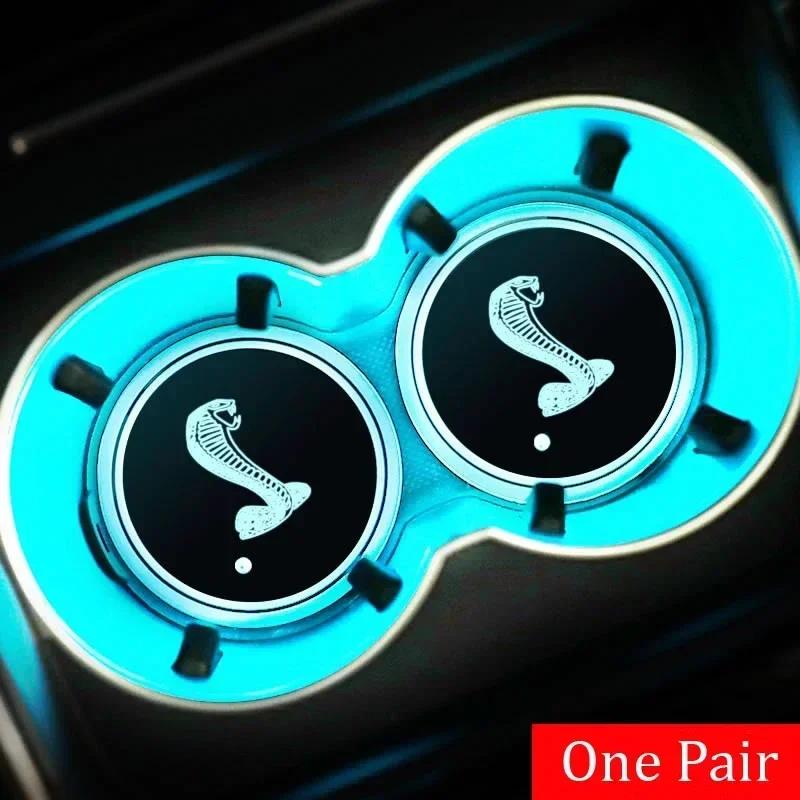 

Car Sticker 2026 Ford New 2025 Hot Car Water Coaster Led Lights Cup Holder for Ford Mustang Shelby Focus Ranger Kuga Explorer Tr