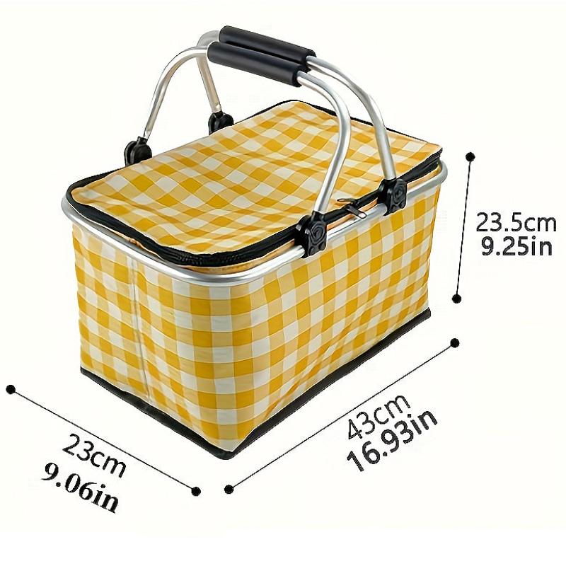 1 Stück zusammenklappbarer Picknick-Aufbewahrungskorb, tragbare isolierte Aufbewahrungsbox mit Metallgriff, heiß und kalt, großer zusammenklappbarer Aufbewahrungskorb