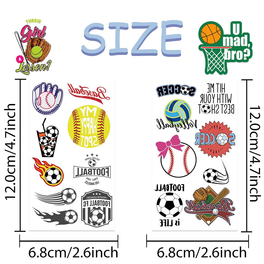 10sheets Ball Games Basketball Soccer Tattoo Stickers For Face Arm Body Temporary Waterproof Tattoo Stickers Boys Creative Gifts