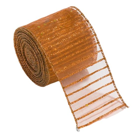 Wired Ribbon for Seasonal Decor Stripe Sequin Christmas Ribbon, Glitter Polyester Fabric Wide Craft Decorative Gift Wrapping Ribbons Wreath