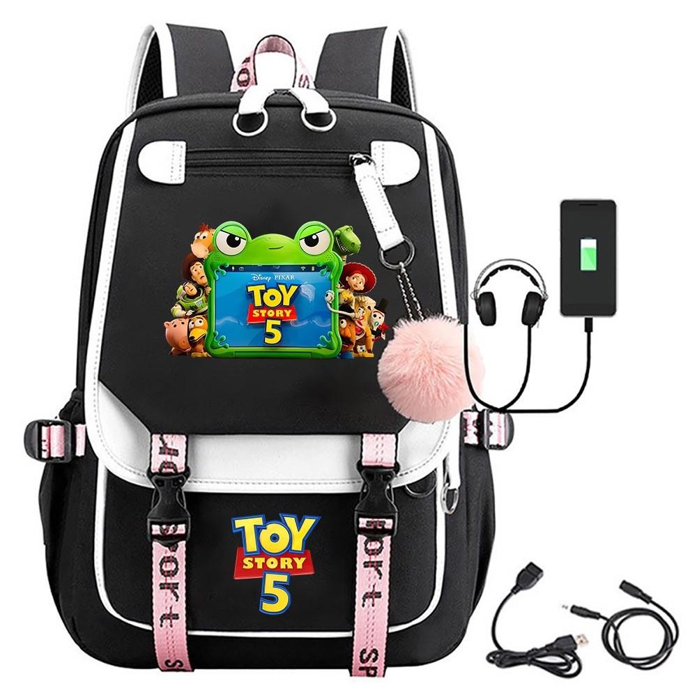 Toy Story 5 Printed Canvas Backpack With Breathable Design For Middle School Students And Travel