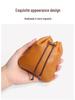 Vintage Genuine Leather Cowhide Coin Purse & Earphone Storage Drawstring Bag