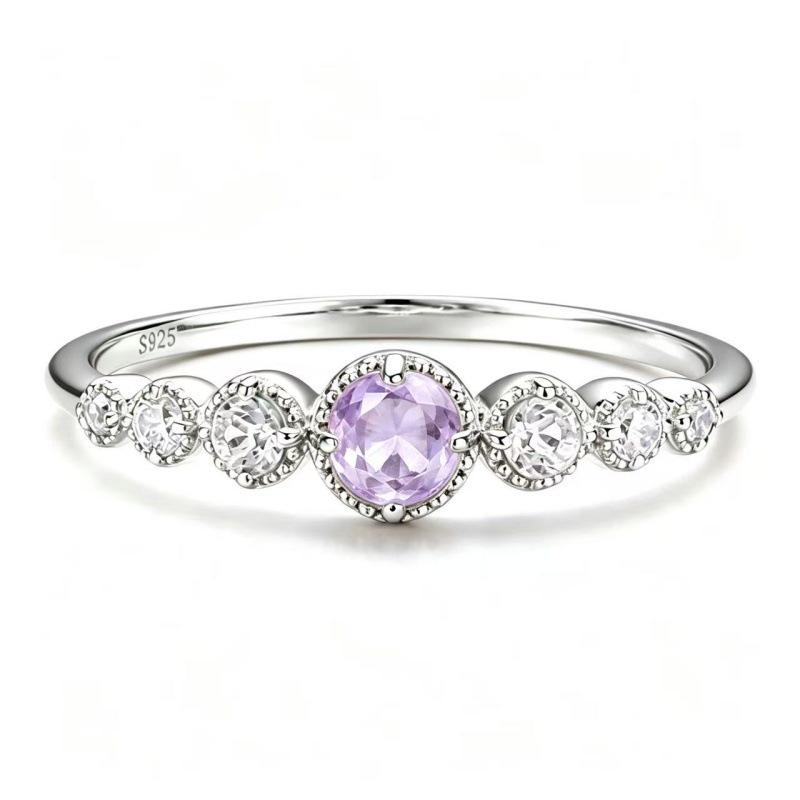 S925 Silver Zodiac Ring with Yellow Crystal, Sapphire, and Multi-colored Gemstones - Versatile Stackable Design.