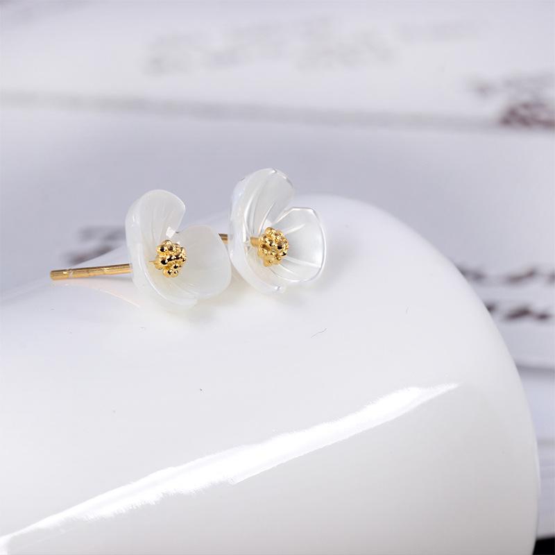 925 Sterling Silber Muschel Blume Perle Stecker- & Hängeohrringe - Schlichter, eleganter Schmuck für Frauen