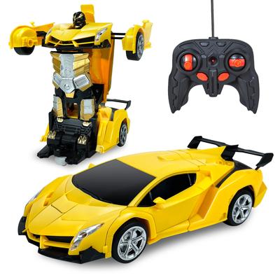 LED Modelli Dönüşen Robot Akrobatik Elektrikli Uzaktan Kumandalı Araba Noel Hediye Araba, Araba, Işıklar, 360 Derece Dönüş, Araba, Çocuk Oyuncağı, Doğum Günü, (Sarı)