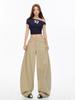 Army Green Retro Wide-Leg Scimitar Jeans with Large Pockets for Women - Summer/Autumn 2025 Collection