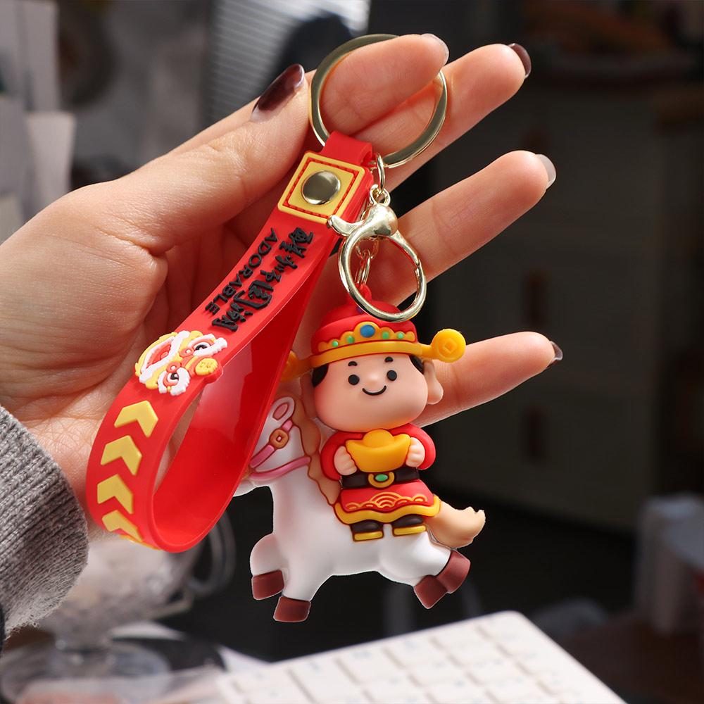 Little God of Wealth Cartoon Horse Bag Pendant Chinese Style New Year Keyring Chinese New Year