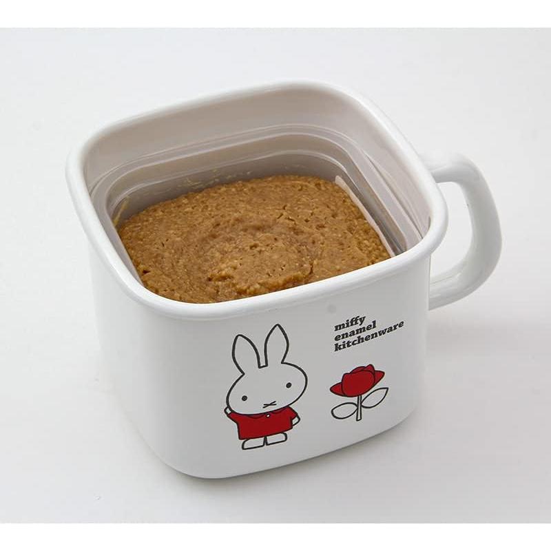 (GoodPlus+) Emile Miffy Enamel Square Stock Pot 1.5L Strong against acids and alkalis, no odor transfer Dick Bruna Comes with a sealed lid for