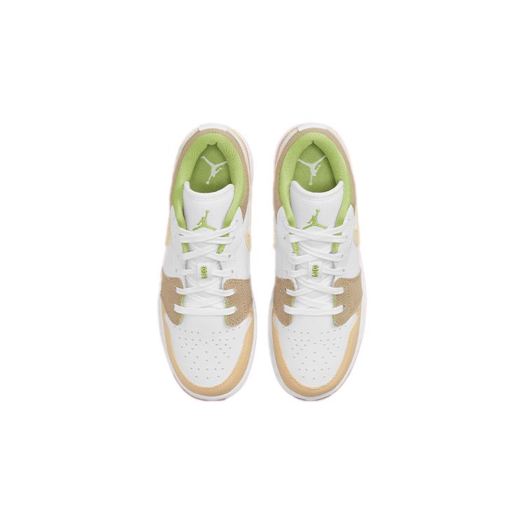 Air Jordan 1 Low SE GS Pastel Grind Sneakers per Bambini Bianco Verde-Vivace DJ0341-100