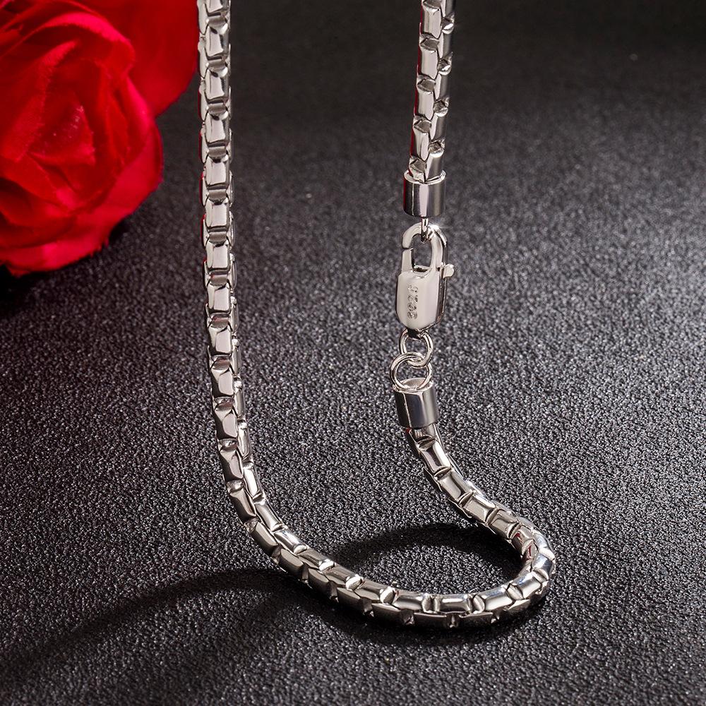 Men'S Round Box Chain Necklace Copper Electroplated Thick Rhodium Gold Jewelry