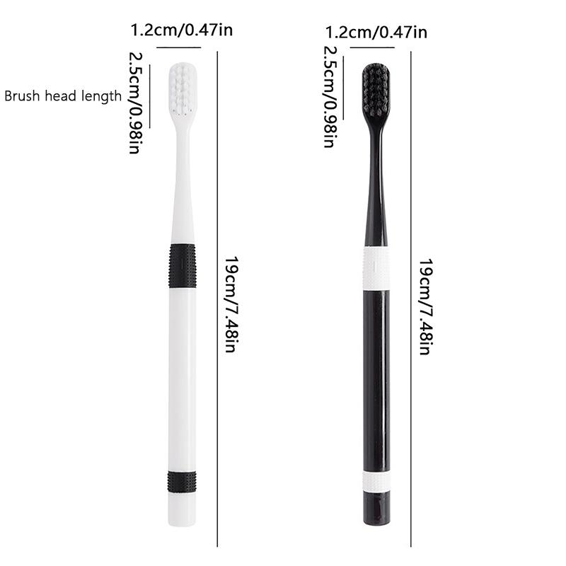 2 Pièces Brosses à Dents au Charbon de Bambou Nettoyage à Soies Douces Ultra-Fines, Ensemble Familial Couple Adulte Set de Brosses à Dents à Soies Fines