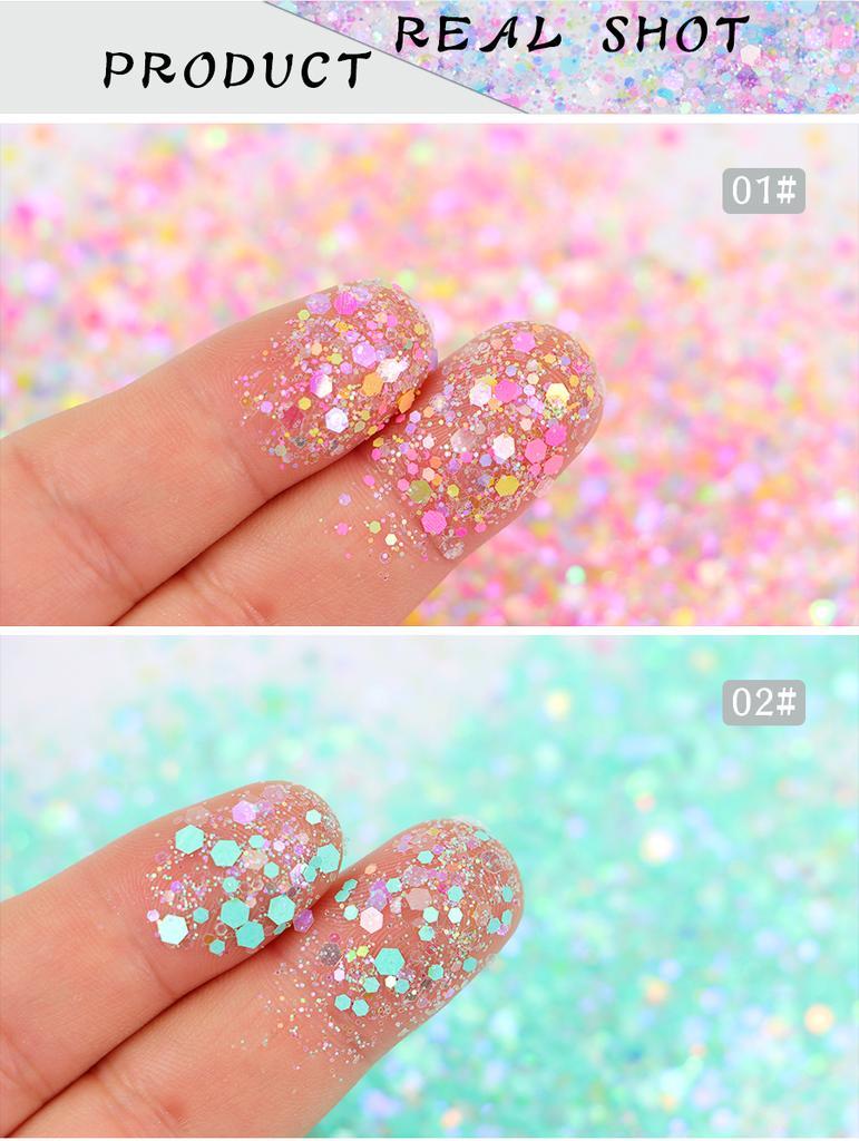 Factory Price 12 Colors Mixed Glitter Powder for Face Body Glitter Chunky Bulk Glitter Powder Kg