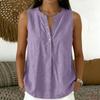 Women Sleeveless V Neck Button Front Loose Fit Casual Tank Top Lightweight Summer Blouse for Daily Wear Office Travel