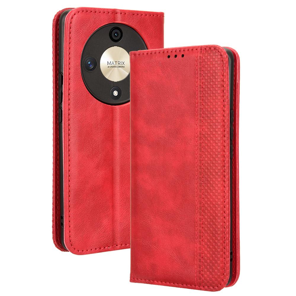 

For Honor Magic6 Lite 5G/X9b 5G/X50 Case PU Leather Shockproof Phone Wallet Cover Red