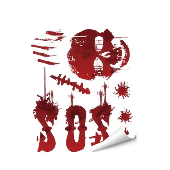 Atmospheric Haunted House Accents Halloween Horror Stickers, with Spooky Handprints Footprints Printed, Creepy Text Decals Self-adhesive Decals,