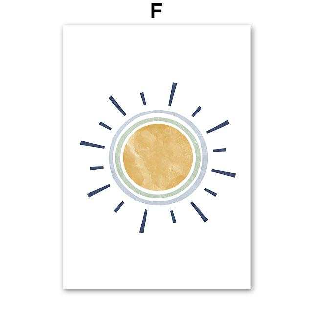 Sun Rainbow Moon Stars Planet Rocket Cartoon Explore Wall Art Canvas Painting Posters And Prints Pictures Baby Kids Room Decor