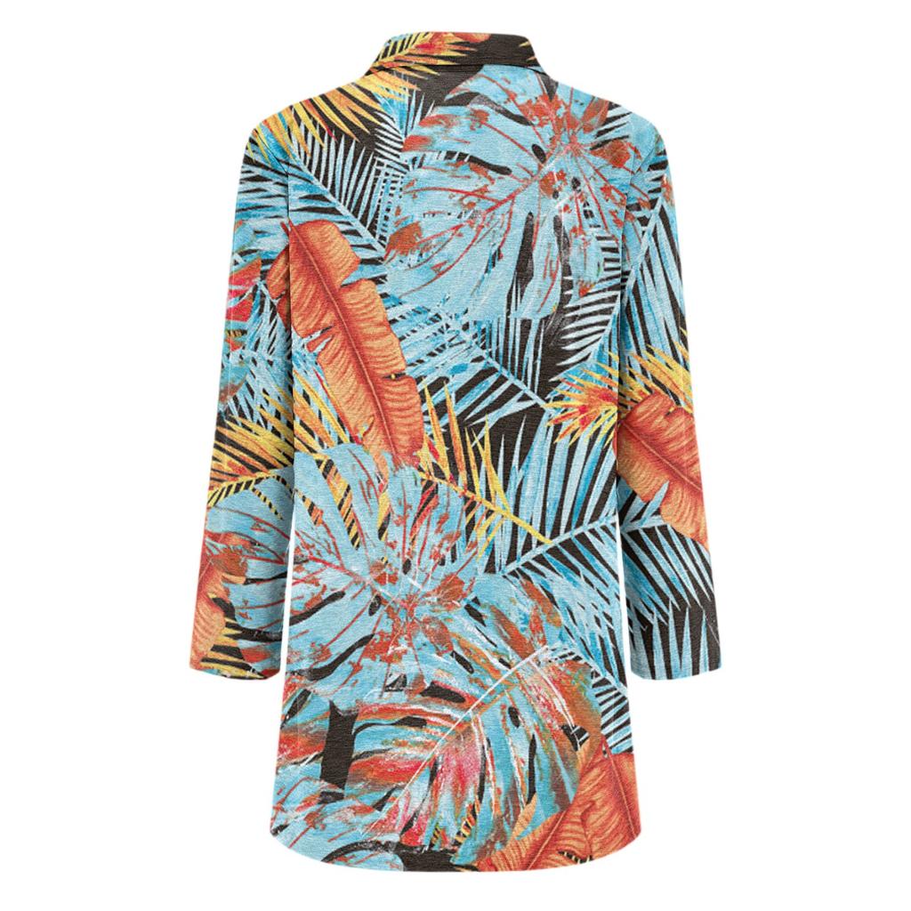 Women's Casual Fashion Floral Print Long Sleeve Mid-Length Cardigan Jacket