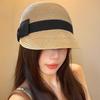 Face small age-reducing bow dome straw cap women's summer woven straw hat sun protection shade equestrian hat