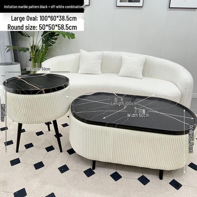 Stylish Compact Storage Combo: Round Coffee Table & Sofa Side Table Set