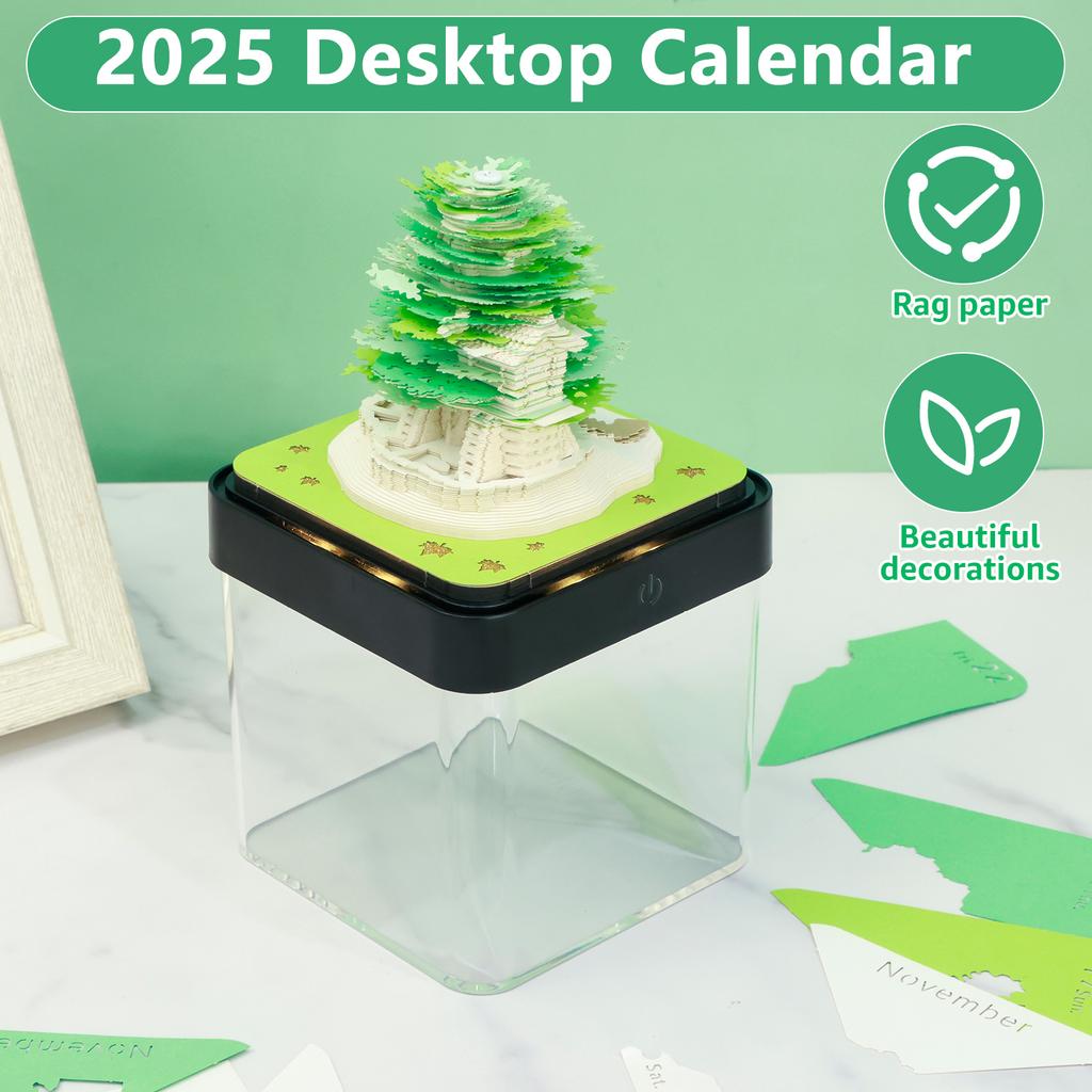 3D Desktop Calendar Sticky Notes Creative Art Crafts Souvenirs Paper Carvings Memo Pad New Year Gifts Office Desktop Ornament